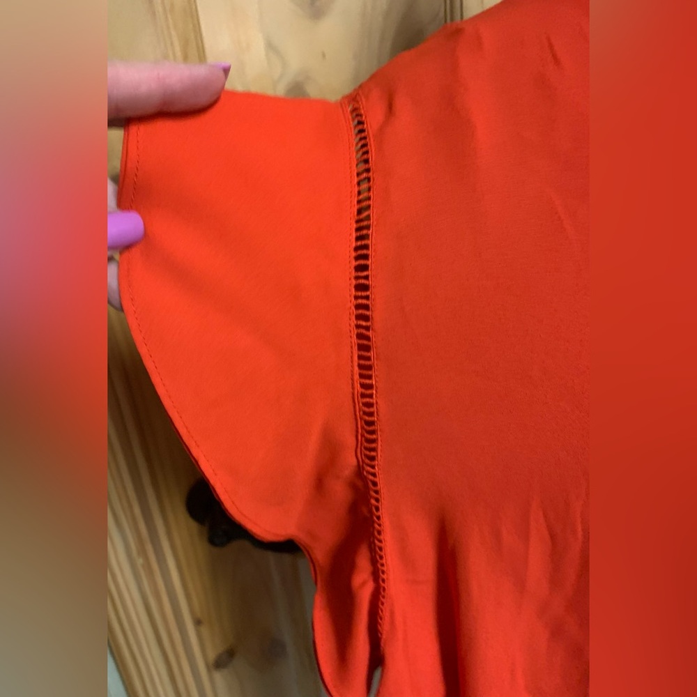 Zac & Rachel Orange Ruffled Short Sleeve Blouse - Picture 3 of 5